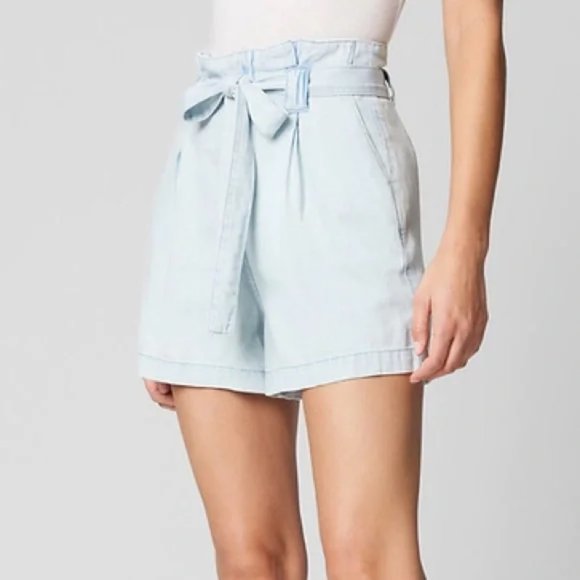 Blank NYC Inside Friend Belted Paperbag Light Wash Shorts Size 25 - Picture 3 of 11